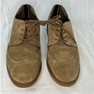 TTommy Hilfiger Men's Suede Oxford Dress Shoes Tan Brown Size 8.5M Lace Up